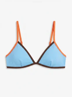Top biquíni triangular fixo azul