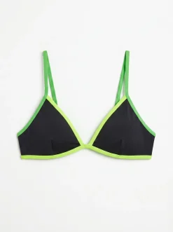 Top biquíni triangular fixo preto