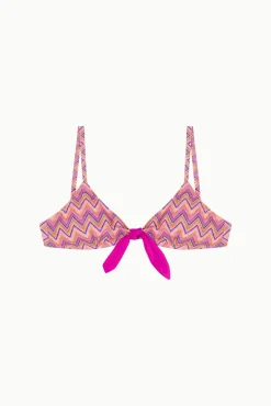 Top biquíni triangular laço zigzag