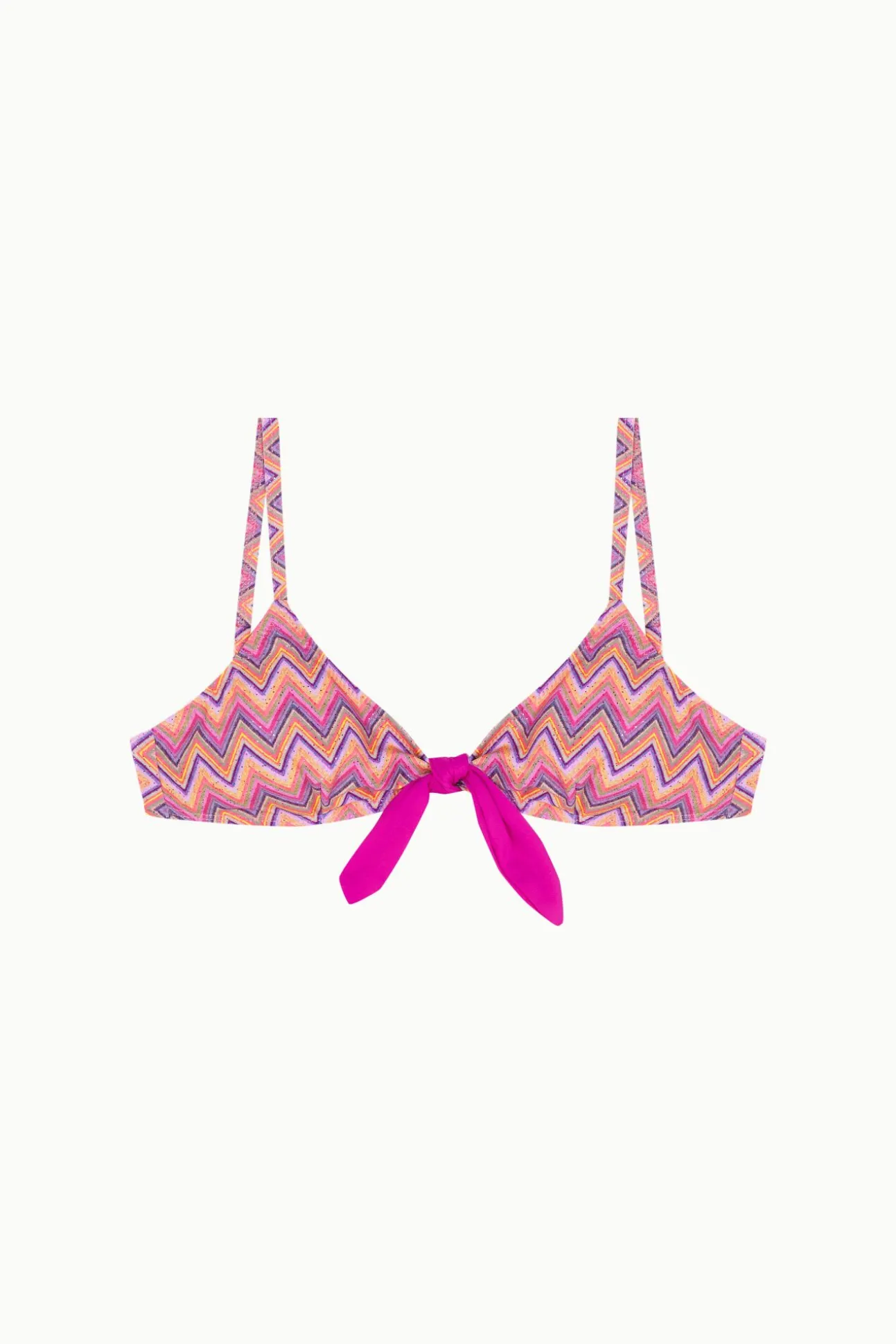 Top biquíni triangular laço zigzag
