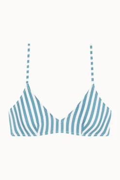 Top biquíni triangular às riscas