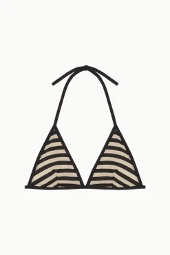 Top biquíni triangular às riscas