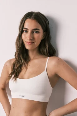 Top com enchimento sem costura branco