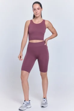 Top crop desportivo sem costura