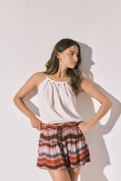 Top de alças com missangas branco