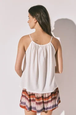 Top de alças com missangas branco