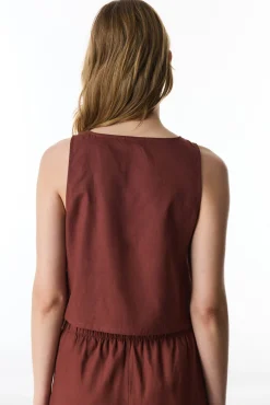 Top de beachwear com nós laterais