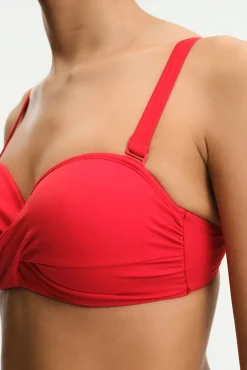 Top de biquíni bandeau efeito cruzado