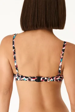 Top de biquíni com aros estampado animal