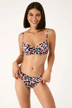 Top de biquíni com aros estampado animal