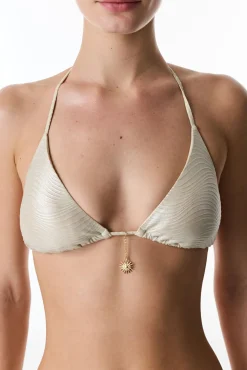 Top de biquíni halter sem aros com brilho