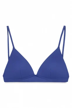 Top de biquíni triangular copa fixa azul