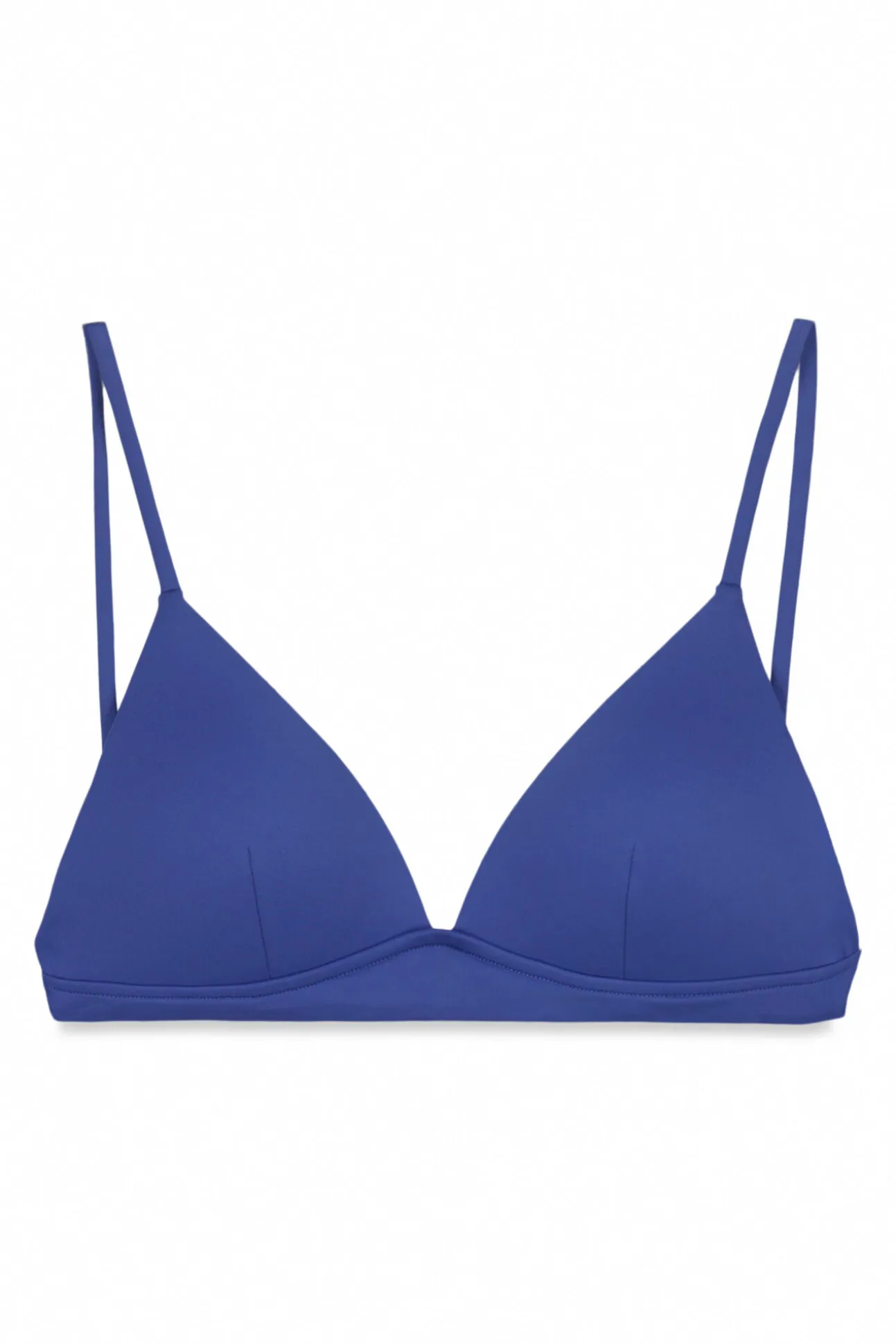 Top de biquíni triangular copa fixa azul