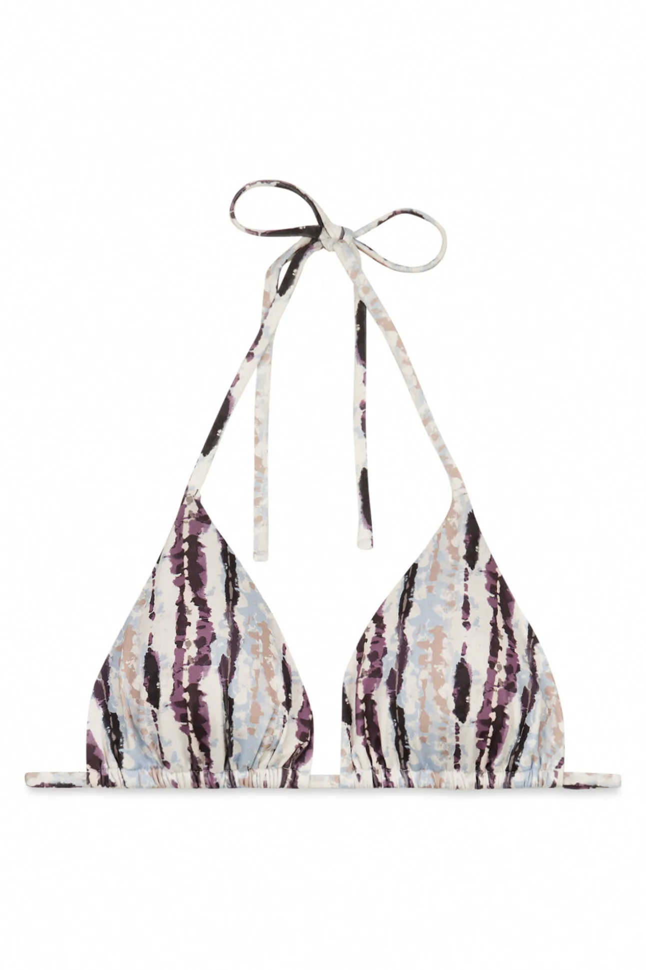 Top de biquíni triangular de cortina estampado tie dye castanho
