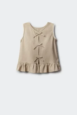 Top de linho com laços menina