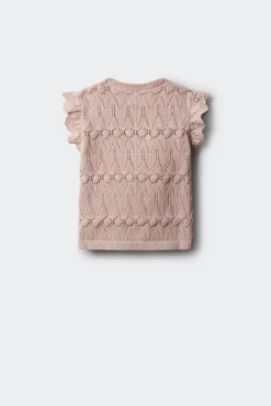 Top de malha com folhos para menina