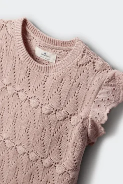 Top de malha com folhos para menina