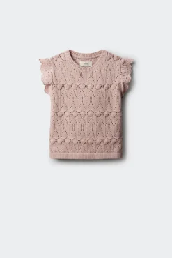 Top de malha com folhos para menina