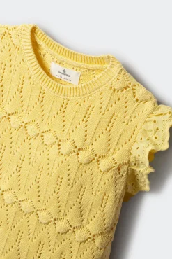 Top de malha com folhos para menina