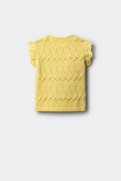 Top de malha com folhos para menina