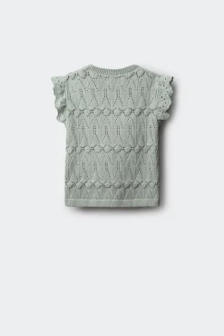 Top de malha com folhos para menina
