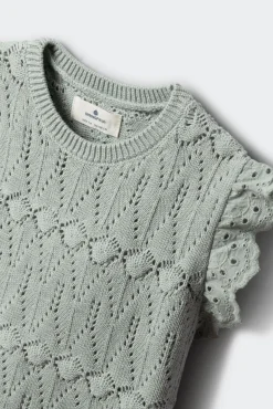 Top de malha com folhos para menina