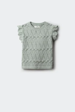 Top de malha com folhos para menina