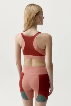 Top desportivo Darana vermelho coral/verde
