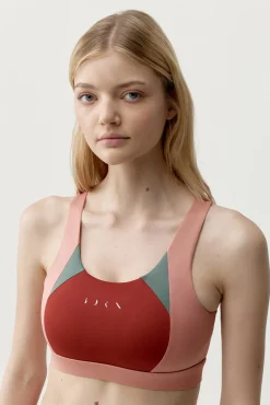 Top desportivo Darana vermelho coral/verde