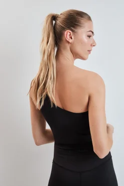 Top desportivo 4D Stretch assimétrico preto