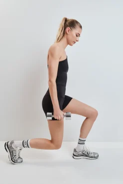 Top desportivo 4D Stretch assimétrico preto