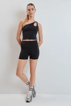 Top desportivo 4D Stretch assimétrico preto