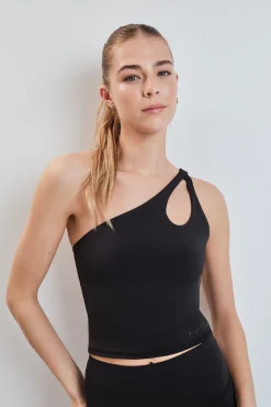Top desportivo 4D Stretch assimétrico preto