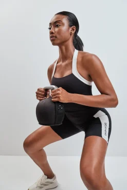 Top desportivo halter 4D Stretch contraste preto