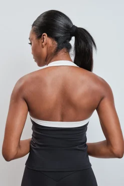 Top desportivo halter 4D Stretch contraste preto