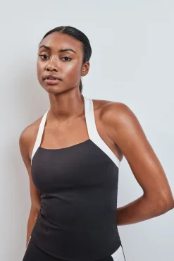 Top desportivo halter 4D Stretch contraste preto