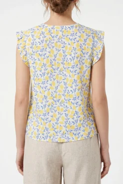 Top fluido estampado sem mangas