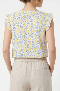 Top fluido estampado sem mangas