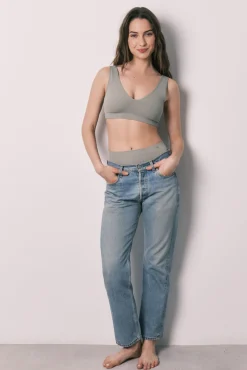Top halter liso clean cut caqui