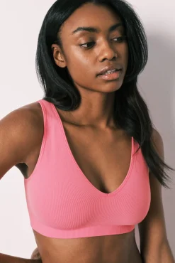 Top halter liso corte limpo coral