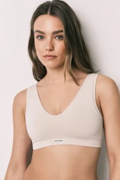 Top halter sem costura bege
