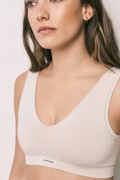 Top halter sem costura bege