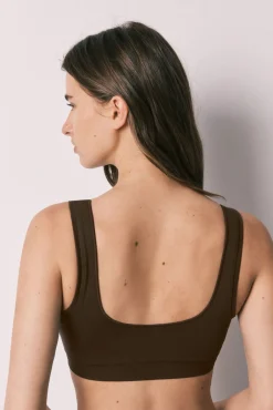 Top halter sem costura grená