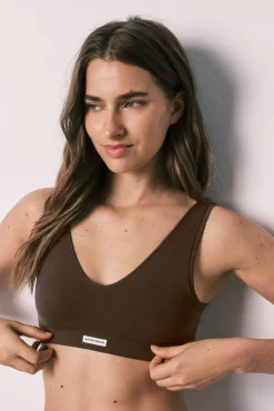 Top halter sem costura grená