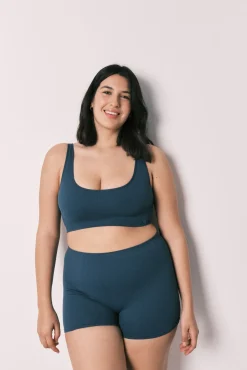 Top liso sem costura azul