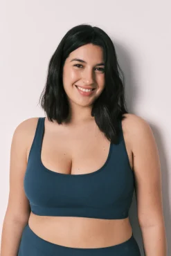 Top liso sem costura azul