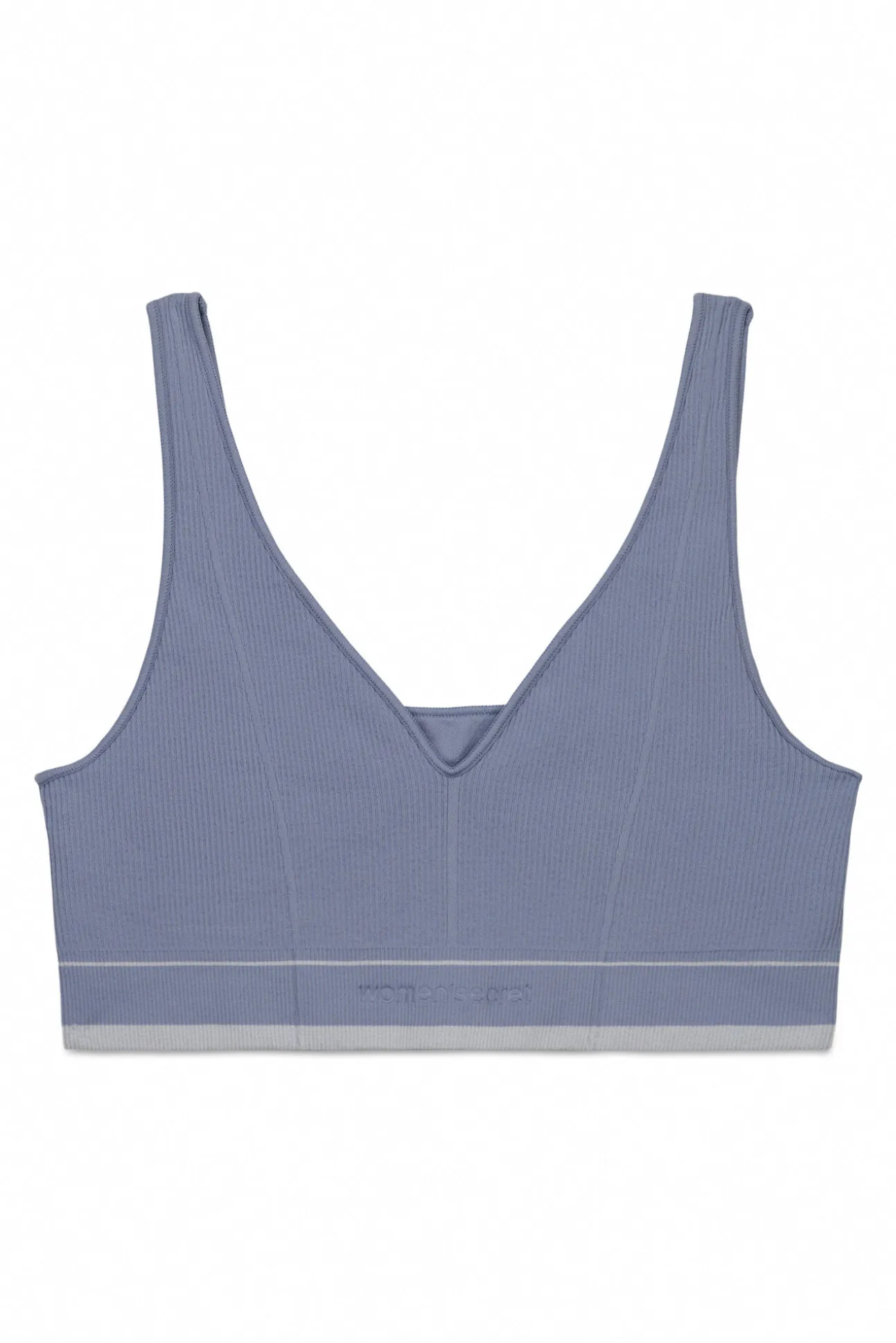 Top triangular LOVELY sem costura azul