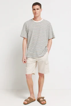 T-shirt com textura de riscas