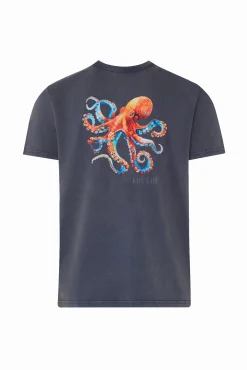 T-shirt de homem azul polvo bicolor e palmeiras
