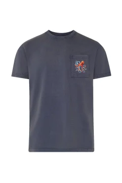 T-shirt de homem azul polvo bicolor e palmeiras